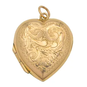 9ct Gold Engraved Heart Locket