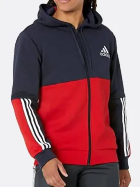 adidas - Men - Essentials Colorblock Full-Zip Hoodie - Ink/Red