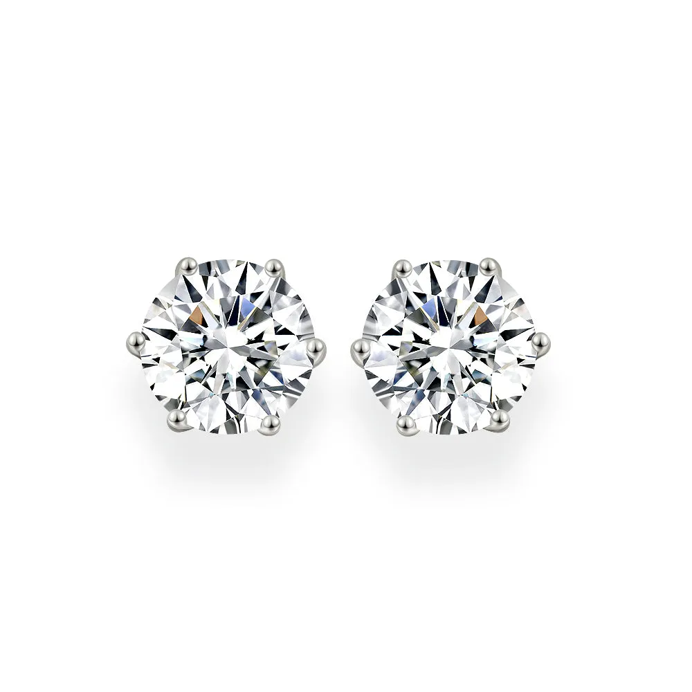 Diamond Crystalline 6 Prong Studs 5 Carat