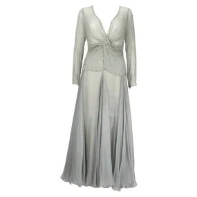 EAVIS & BROWN Seafoam Chiffon Silver Beaded Top and Long Skirt