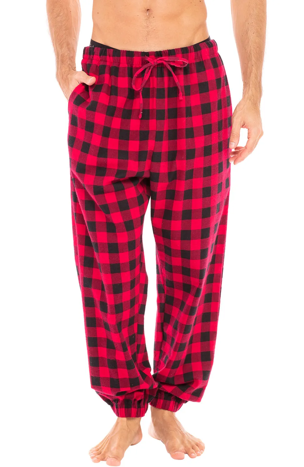 Men's Cotton Flannel Pajama Pants, Winter Joggers