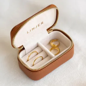 Mini Travel Jewelry Case - Cognac