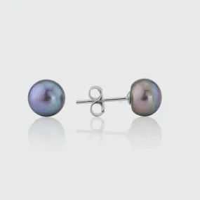 Seville Black Freshwater Pearl Stud Earrings