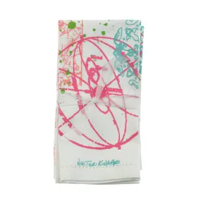 Walter Knabe Hand Printed Napkin Set Astrological Orbit II Pink